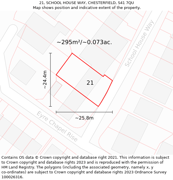 21, SCHOOL HOUSE WAY, CHESTERFIELD, S41 7QU: Plot and title map