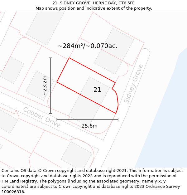21, SIDNEY GROVE, HERNE BAY, CT6 5FE: Plot and title map