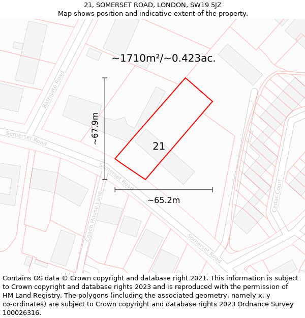 21, SOMERSET ROAD, LONDON, SW19 5JZ: Plot and title map