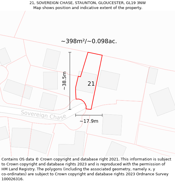 21, SOVEREIGN CHASE, STAUNTON, GLOUCESTER, GL19 3NW: Plot and title map