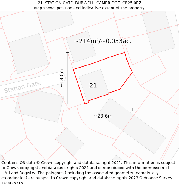 21, STATION GATE, BURWELL, CAMBRIDGE, CB25 0BZ: Plot and title map