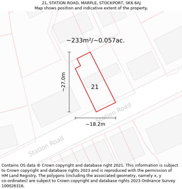 21, STATION ROAD, MARPLE, STOCKPORT, SK6 6AJ: Plot and title map