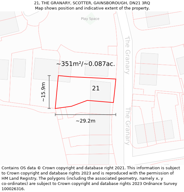 21, THE GRANARY, SCOTTER, GAINSBOROUGH, DN21 3RQ: Plot and title map