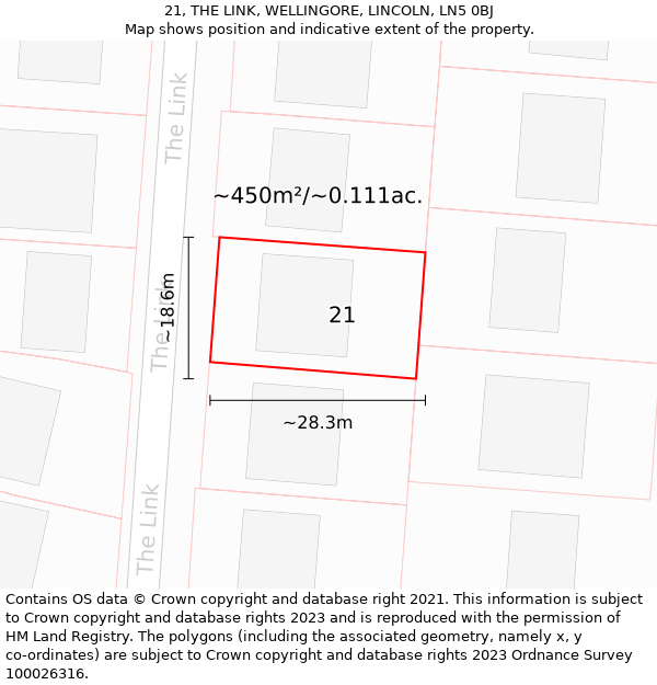 21, THE LINK, WELLINGORE, LINCOLN, LN5 0BJ: Plot and title map