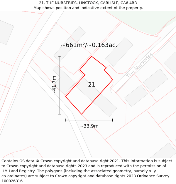 21, THE NURSERIES, LINSTOCK, CARLISLE, CA6 4RR: Plot and title map