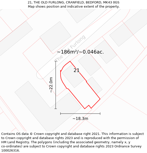 21, THE OLD FURLONG, CRANFIELD, BEDFORD, MK43 0GS: Plot and title map