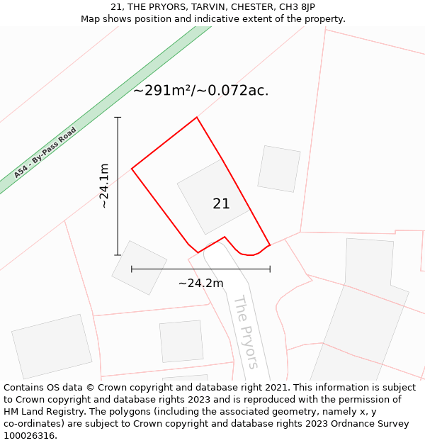 21, THE PRYORS, TARVIN, CHESTER, CH3 8JP: Plot and title map