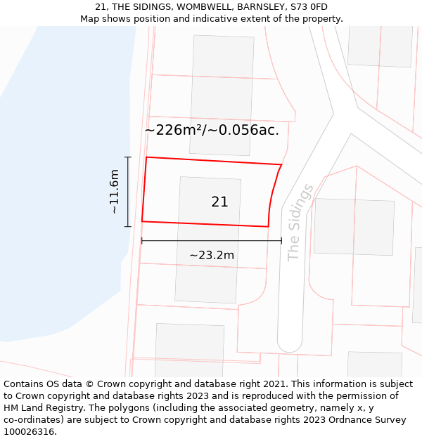 21, THE SIDINGS, WOMBWELL, BARNSLEY, S73 0FD: Plot and title map