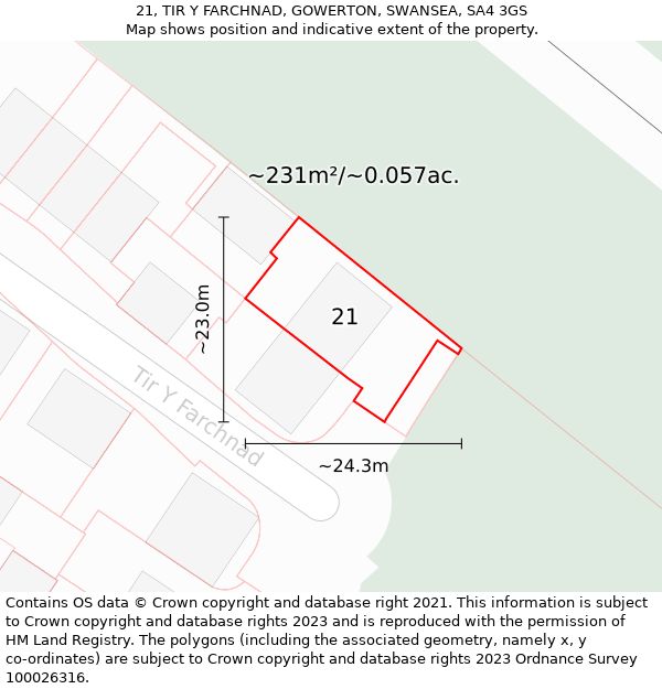 21, TIR Y FARCHNAD, GOWERTON, SWANSEA, SA4 3GS: Plot and title map