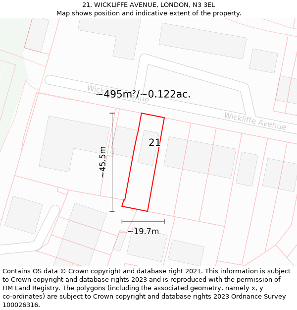 21, WICKLIFFE AVENUE, LONDON, N3 3EL: Plot and title map