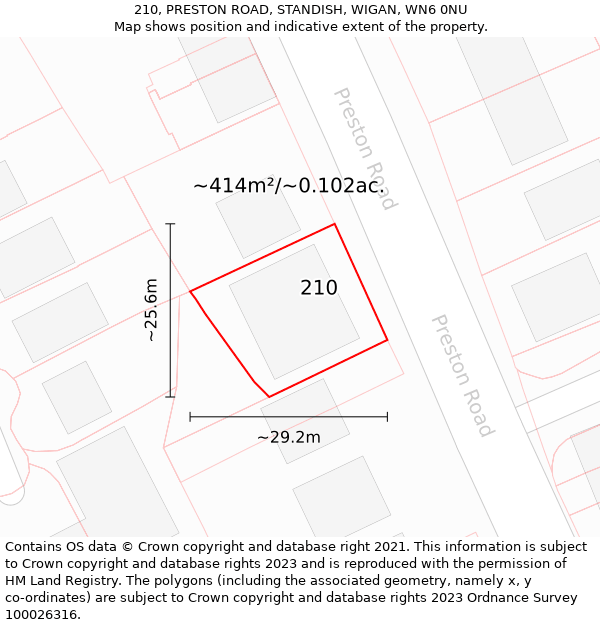 210, PRESTON ROAD, STANDISH, WIGAN, WN6 0NU: Plot and title map