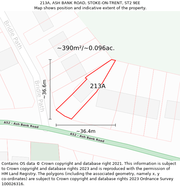 213A, ASH BANK ROAD, STOKE-ON-TRENT, ST2 9EE: Plot and title map