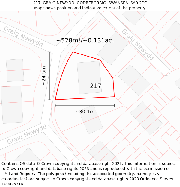 217, GRAIG NEWYDD, GODRERGRAIG, SWANSEA, SA9 2DF: Plot and title map