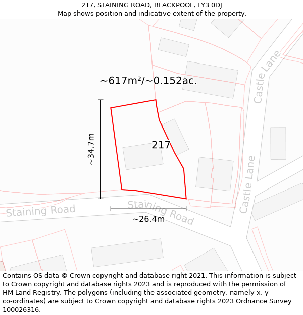 217, STAINING ROAD, BLACKPOOL, FY3 0DJ: Plot and title map