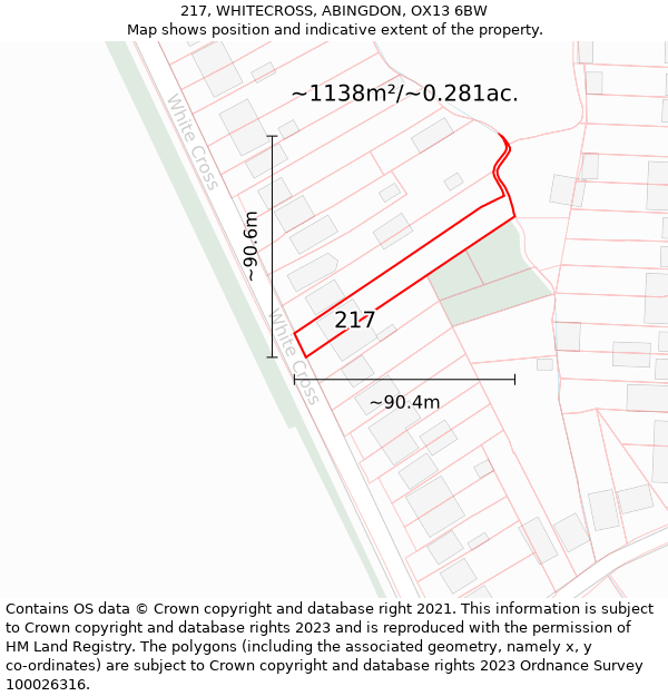 217, WHITECROSS, ABINGDON, OX13 6BW: Plot and title map