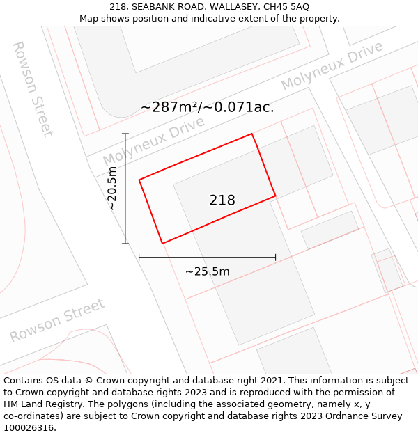 218, SEABANK ROAD, WALLASEY, CH45 5AQ: Plot and title map
