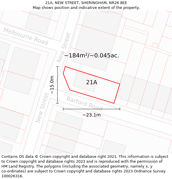 21A, NEW STREET, SHERINGHAM, NR26 8EE: Plot and title map