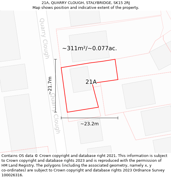 21A, QUARRY CLOUGH, STALYBRIDGE, SK15 2RJ: Plot and title map