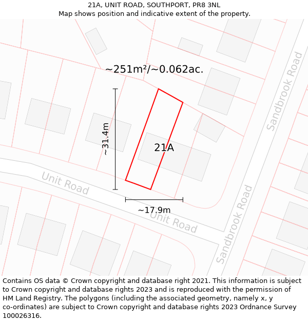 21A, UNIT ROAD, SOUTHPORT, PR8 3NL: Plot and title map