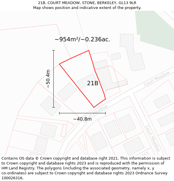 21B, COURT MEADOW, STONE, BERKELEY, GL13 9LR: Plot and title map