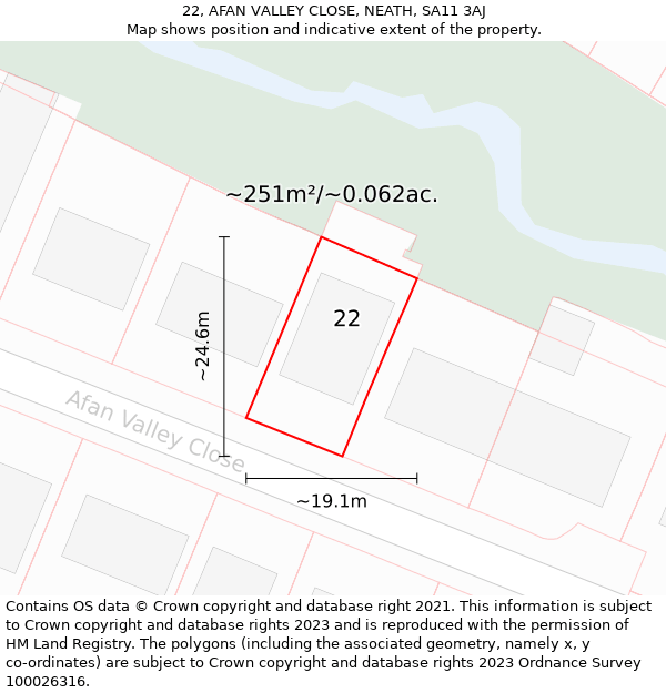 22, AFAN VALLEY CLOSE, NEATH, SA11 3AJ: Plot and title map