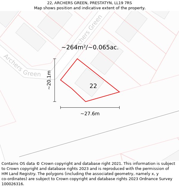 22, ARCHERS GREEN, PRESTATYN, LL19 7RS: Plot and title map