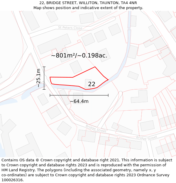 22, BRIDGE STREET, WILLITON, TAUNTON, TA4 4NR: Plot and title map