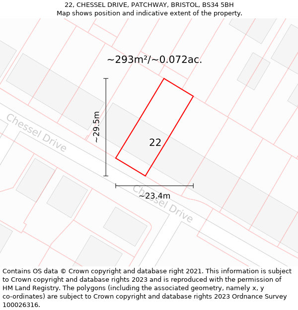 22, CHESSEL DRIVE, PATCHWAY, BRISTOL, BS34 5BH: Plot and title map