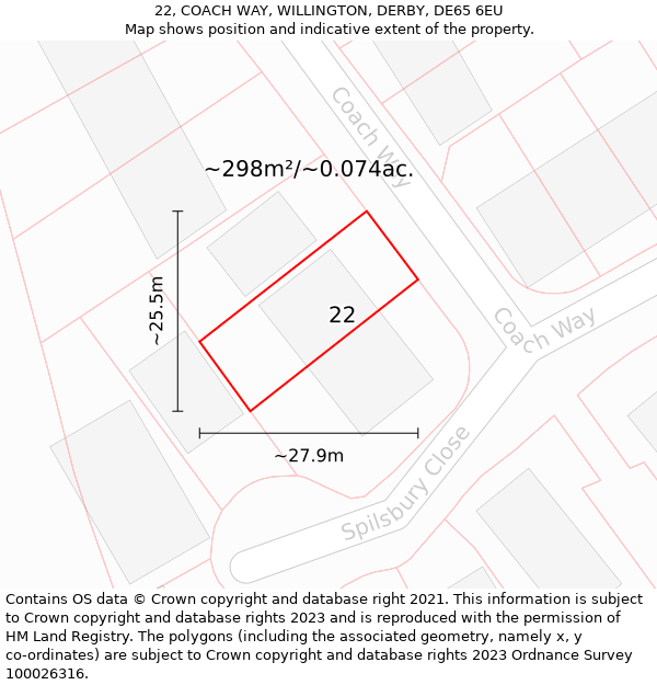 22, COACH WAY, WILLINGTON, DERBY, DE65 6EU: Plot and title map