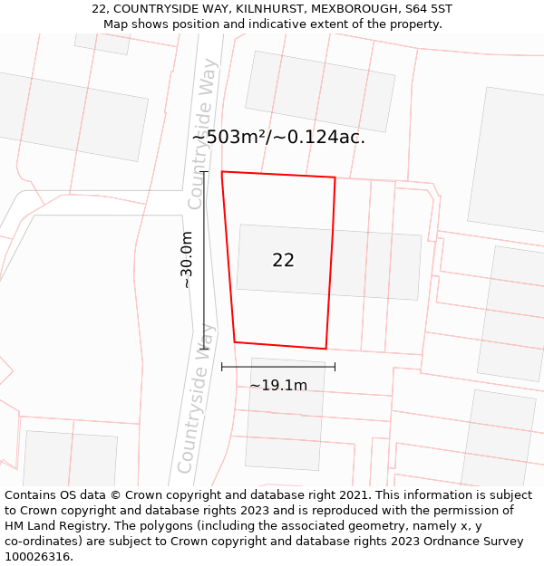 22, COUNTRYSIDE WAY, KILNHURST, MEXBOROUGH, S64 5ST: Plot and title map