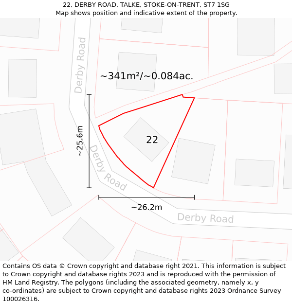 22, DERBY ROAD, TALKE, STOKE-ON-TRENT, ST7 1SG: Plot and title map