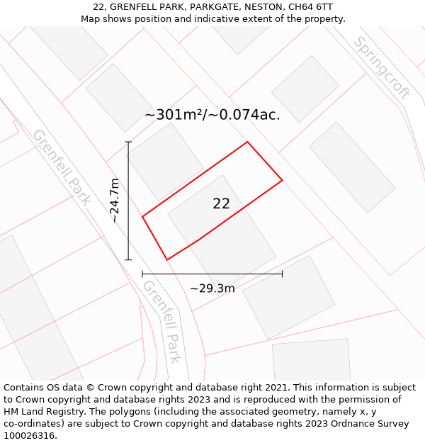 22, GRENFELL PARK, PARKGATE, NESTON, CH64 6TT: Plot and title map