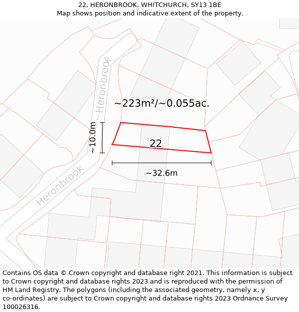 22, HERONBROOK, WHITCHURCH, SY13 1BE: Plot and title map