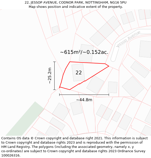 22, JESSOP AVENUE, CODNOR PARK, NOTTINGHAM, NG16 5PU: Plot and title map