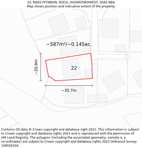 22, MAES FFYNNON, ROCH, HAVERFORDWEST, SA62 6BQ: Plot and title map