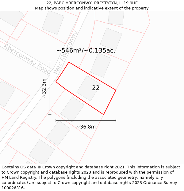 22, PARC ABERCONWY, PRESTATYN, LL19 9HE: Plot and title map