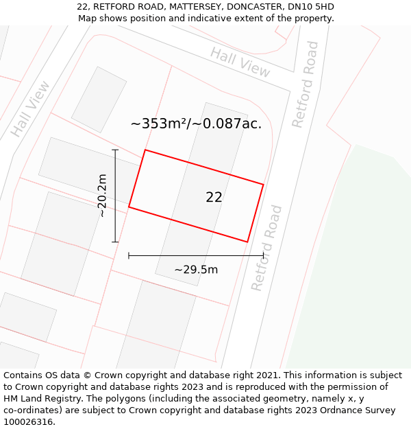 22, RETFORD ROAD, MATTERSEY, DONCASTER, DN10 5HD: Plot and title map