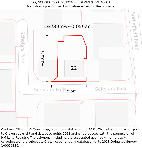 22, SCHOLARS PARK, ROWDE, DEVIZES, SN10 2AH: Plot and title map