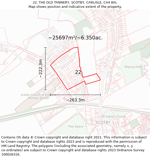 22, THE OLD TANNERY, SCOTBY, CARLISLE, CA4 8AL: Plot and title map