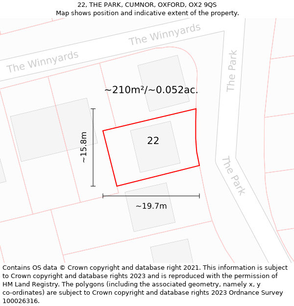 22, THE PARK, CUMNOR, OXFORD, OX2 9QS: Plot and title map