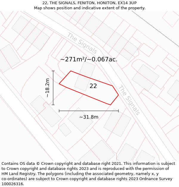 22, THE SIGNALS, FENITON, HONITON, EX14 3UP: Plot and title map