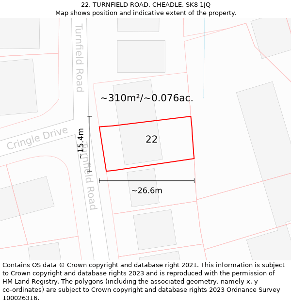 22, TURNFIELD ROAD, CHEADLE, SK8 1JQ: Plot and title map