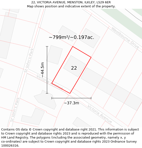 22, VICTORIA AVENUE, MENSTON, ILKLEY, LS29 6ER: Plot and title map