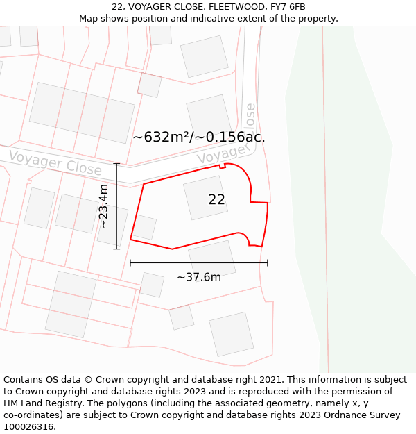 22, VOYAGER CLOSE, FLEETWOOD, FY7 6FB: Plot and title map