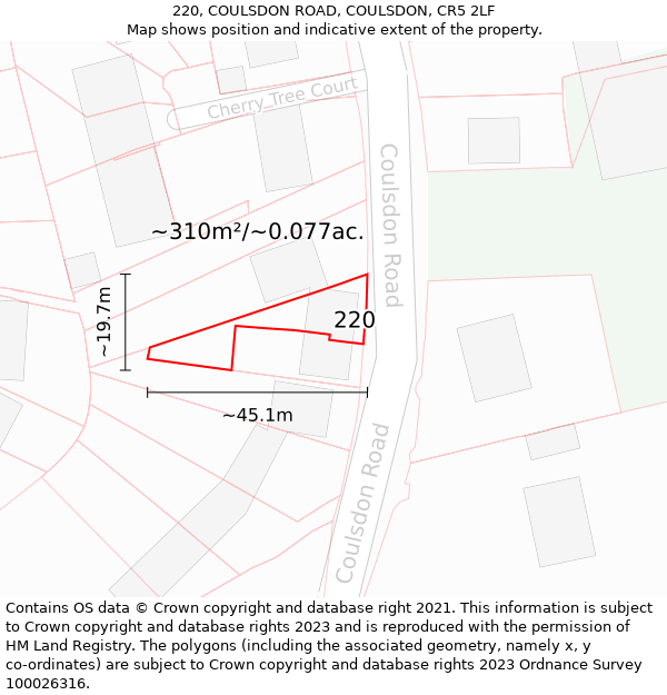 220, COULSDON ROAD, COULSDON, CR5 2LF: Plot and title map