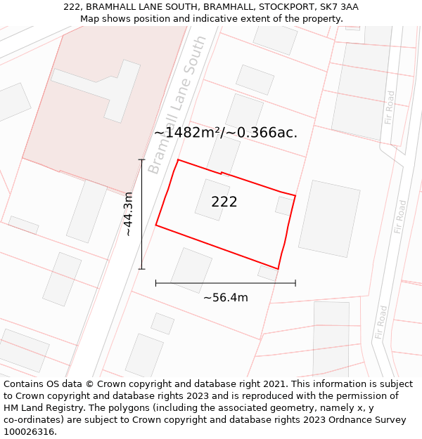 222, BRAMHALL LANE SOUTH, BRAMHALL, STOCKPORT, SK7 3AA: Plot and title map