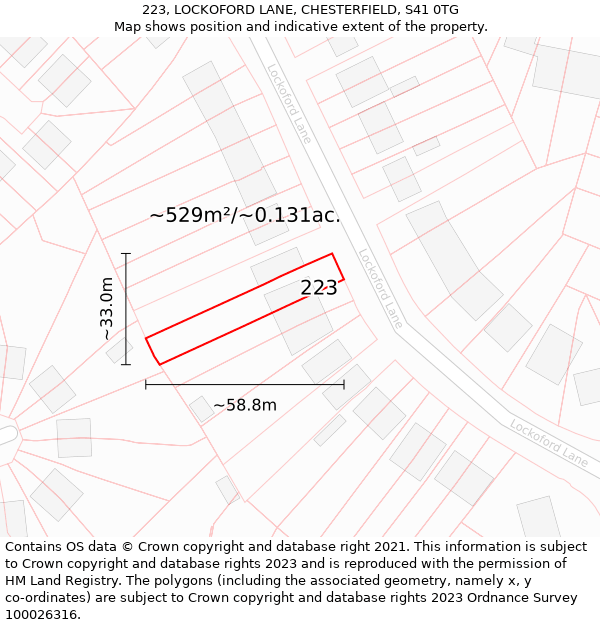 223, LOCKOFORD LANE, CHESTERFIELD, S41 0TG: Plot and title map