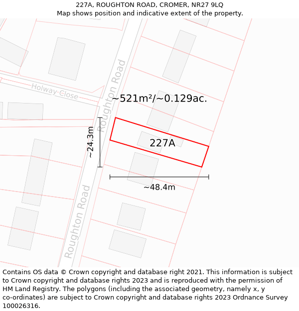 227A, ROUGHTON ROAD, CROMER, NR27 9LQ: Plot and title map