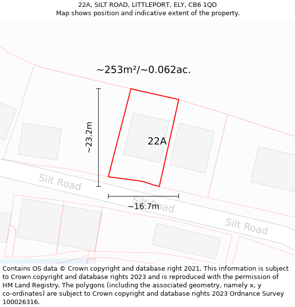 22A, SILT ROAD, LITTLEPORT, ELY, CB6 1QD: Plot and title map