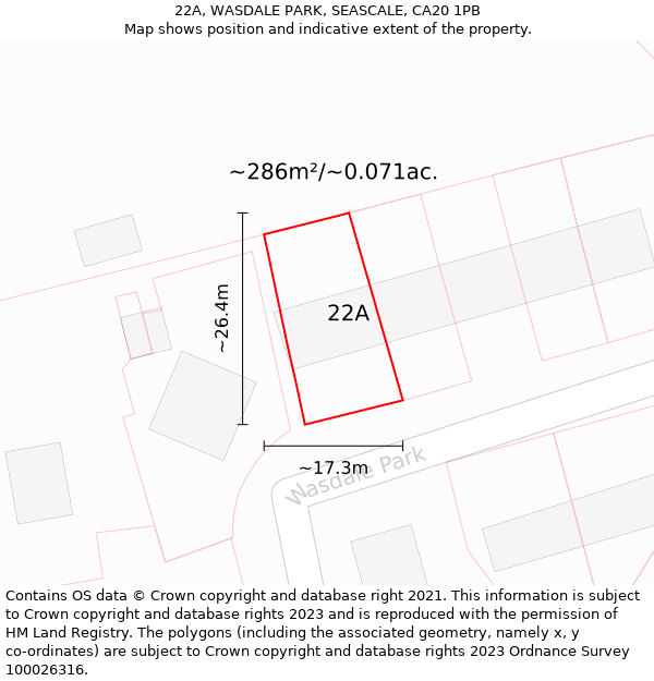 22A, WASDALE PARK, SEASCALE, CA20 1PB: Plot and title map